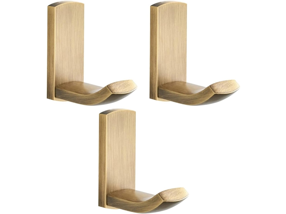 Conjunto De 3 Ganchos Resistentes Para Roupão - Acabamento Em Bronze