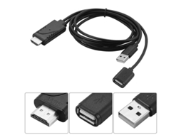 Cabo Adaptador Hdtv 2 em 1 Usb Fêmea para Hdmi Macho Ios 8.0 e AQUAFORGE