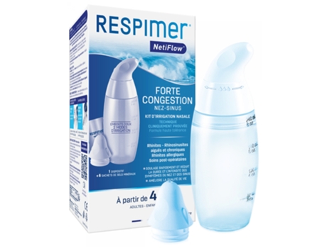 Kit de irrigação nasal Respimer Netiflow 1 dispositivo 6 sachês LABORATOIRE DE LA MER