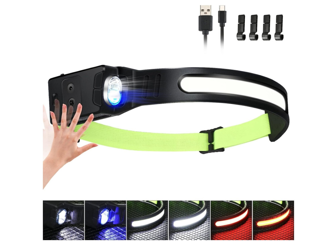 Lanterna de Cabeça Led Recarregável Farol Super Brilhante 6 Modos de Luz Ajustável Farol Grande Angular Farol À Prova D'Água Ipx4 Preto YIZHOOD