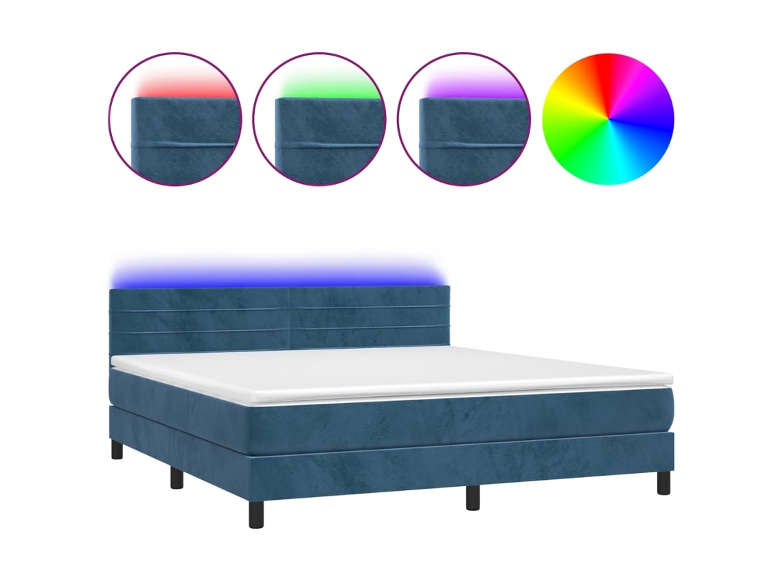 Box Spring Bed, Box Spring Beds Vidaxl Azul Veludo (180 X 200 Cm)