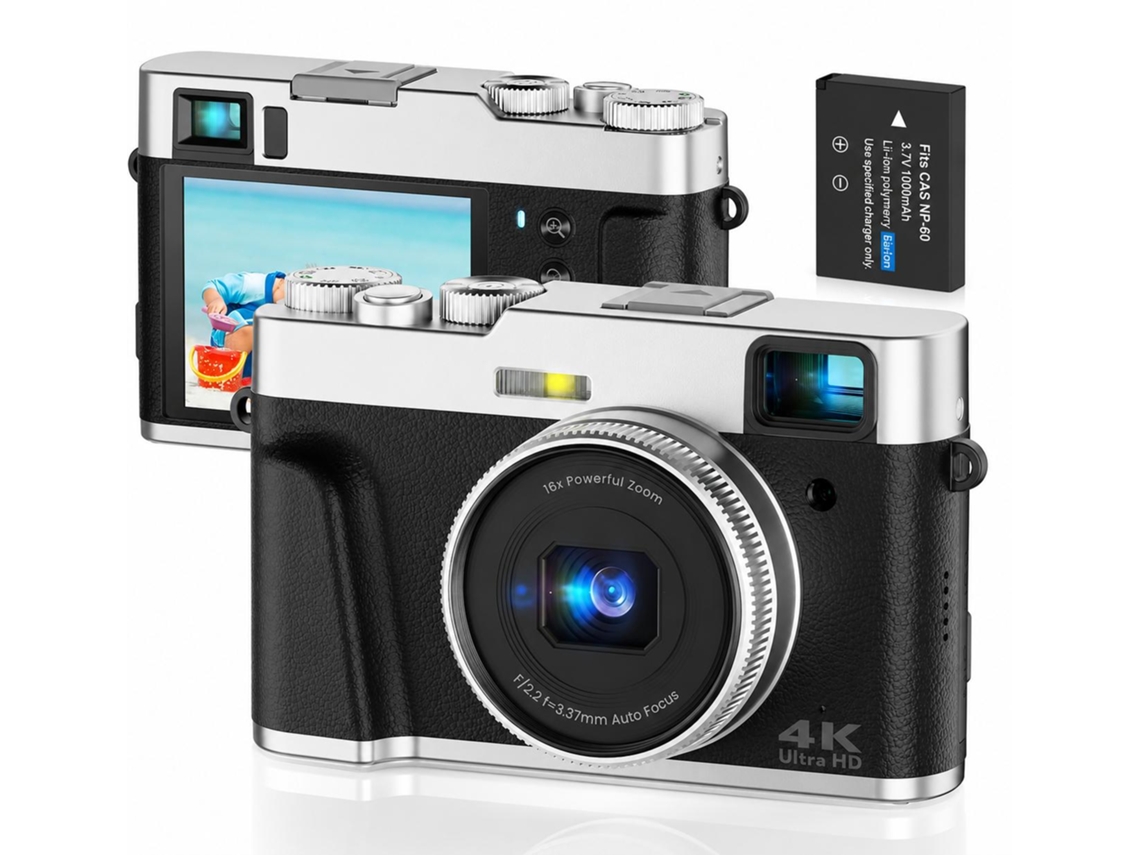 Câmera Digital 4k de 48 Mp com Foco Automático, Visor Óptico e Zoom de 16x IKIKSO (preta)