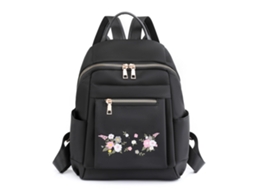 Mochila Viagem Feminina - Mochila Casual Leve - Estilo Feminino - Estampado Floral - Preto