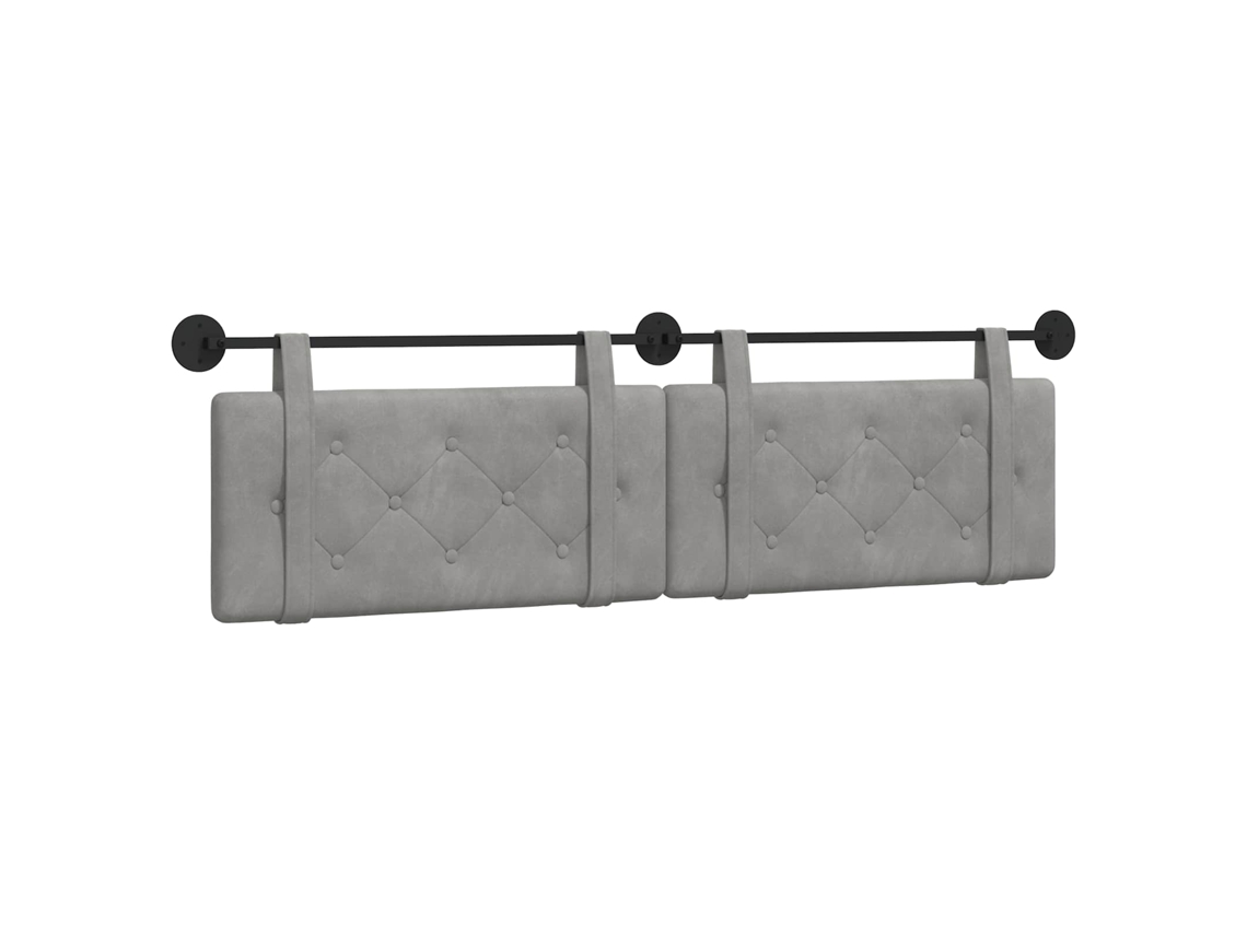 Conjunto 1 Cabeceira Suspensa Vidaxl Cinzento-claro Veludo (190 X 55 X 7 Cm)