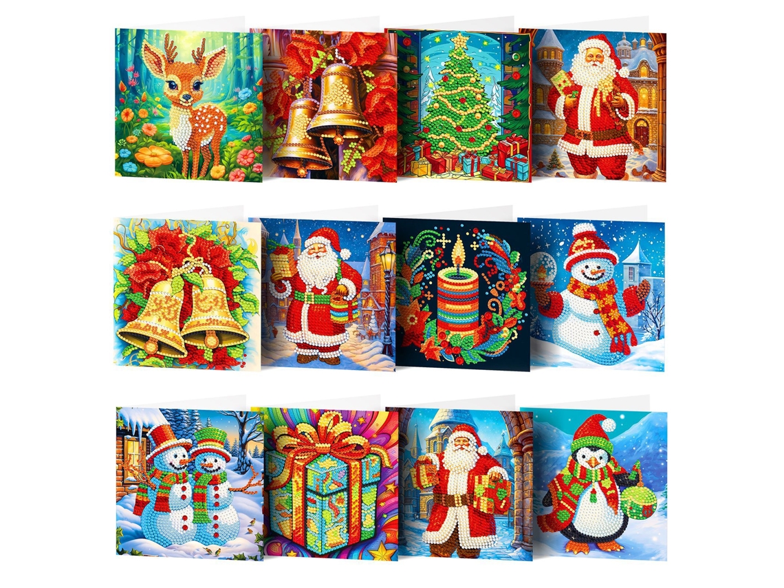 Pacote Com 12 Pinturas De Diamante 5d Diy Com Saudações De Natal E Ação De Graças Aquaforge
