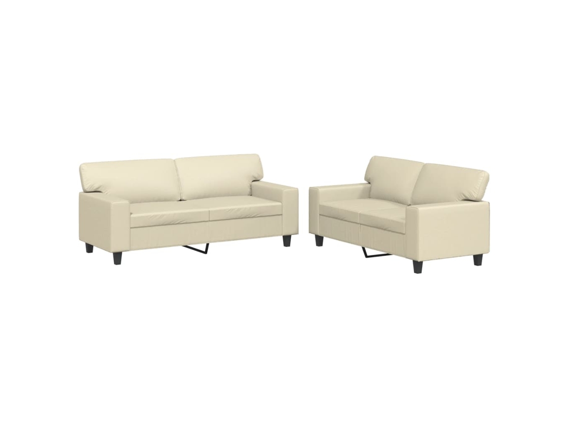 2 Pcs Conjunto de Sofás Couro Artificial Cor Creme MAISON EXCLUSIVE