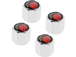 Conjunto de 4 tampas de válvulas de pneus de carro em liga de alumínio com estampa floral.
