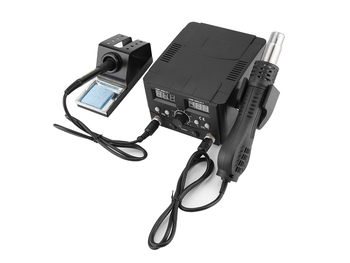 Laxiscreed Estação De Reparo 2-em-1 Smd Com Bico De Ar Quente E Ferro De Soldar