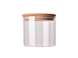 Lurelia Food Container 1 Peça 550 Ml em Vidro e Madeira, Hermético, Com Vedação, Com Tampa, Transparente