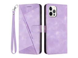 Capa Pega Para Iphone 15 Pro Pele Sintética Roxo