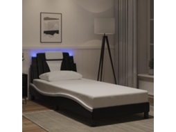 Estrutura de cama Vidaxl Viana com LED, sem colchão, 80x200 cm, preto/branco