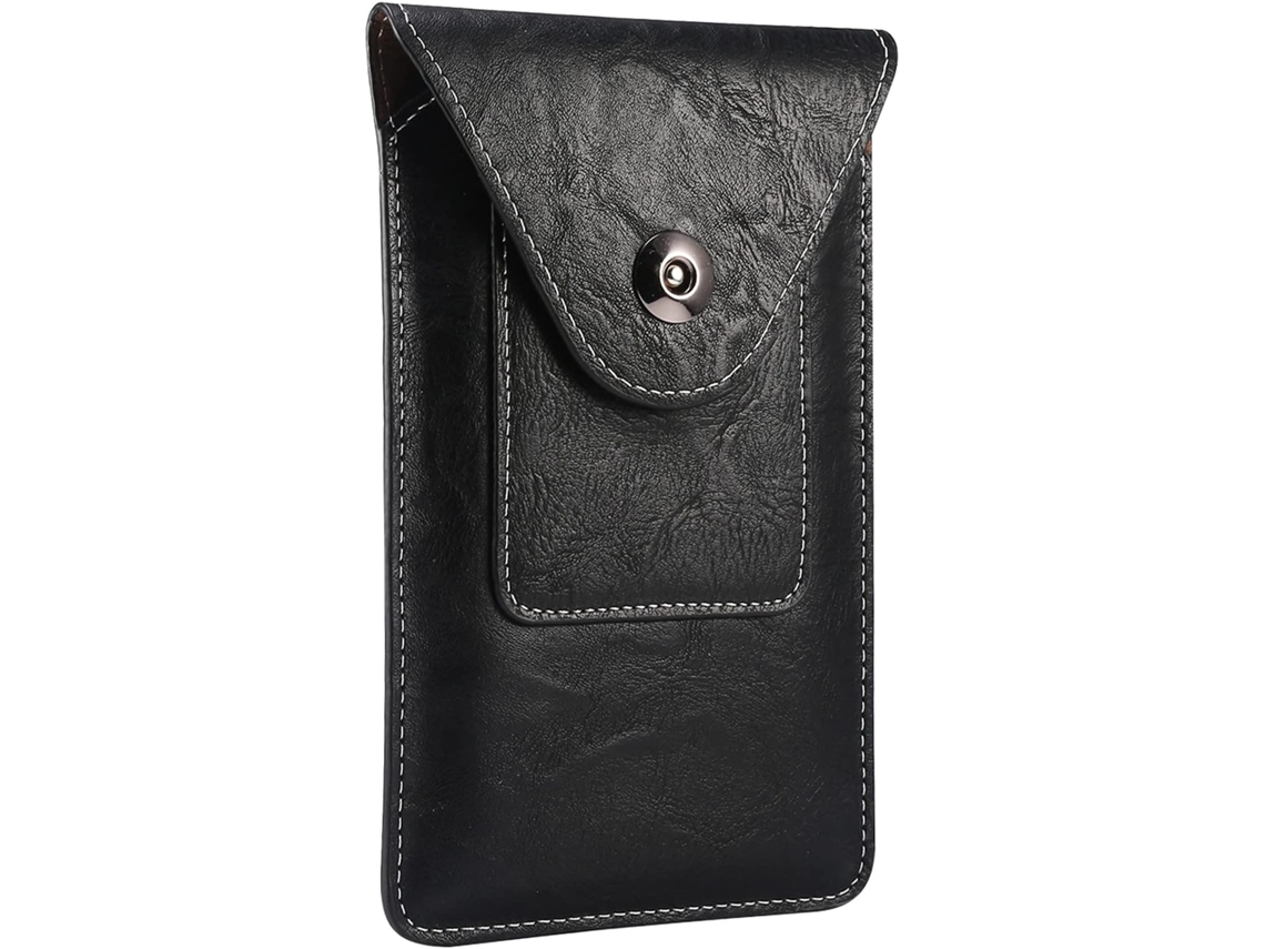 Bolsa De Cintura Para Telemóvel Em Pele Para Homem - Capa De Cinto 6.5" - Preto