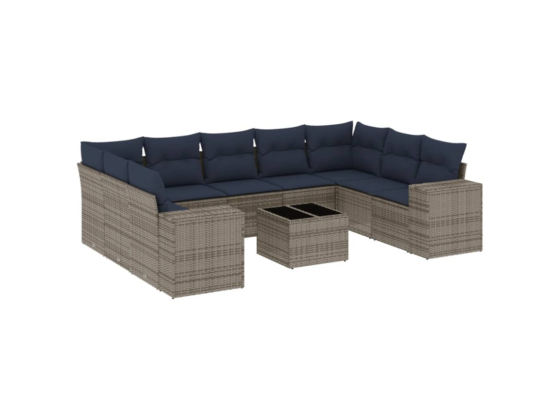 Conjunto de Sofá de Jardim, 10 Peças, Almofadas, Rattan Cinza MAISON EXCLUSIVE