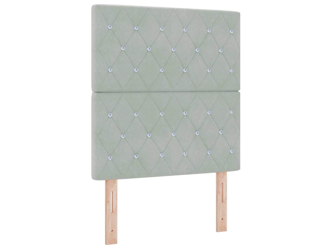 Cama De Solteiro | Camas Para Quarto | Cama Box Spring Led Cinzento-claro 80 X 200 Cm Tecido