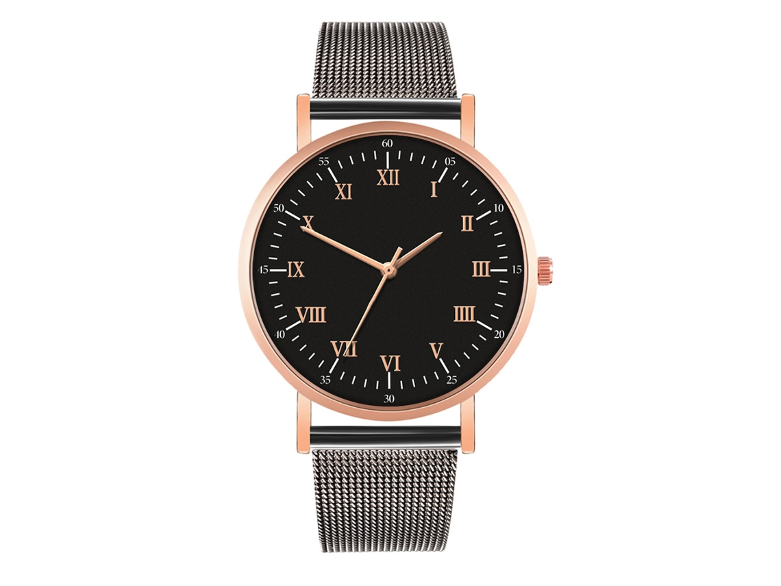 Relógio de Moda para Homens e Mulheres Pulseira de Malha Dial Redondo Quartzo para Namorados