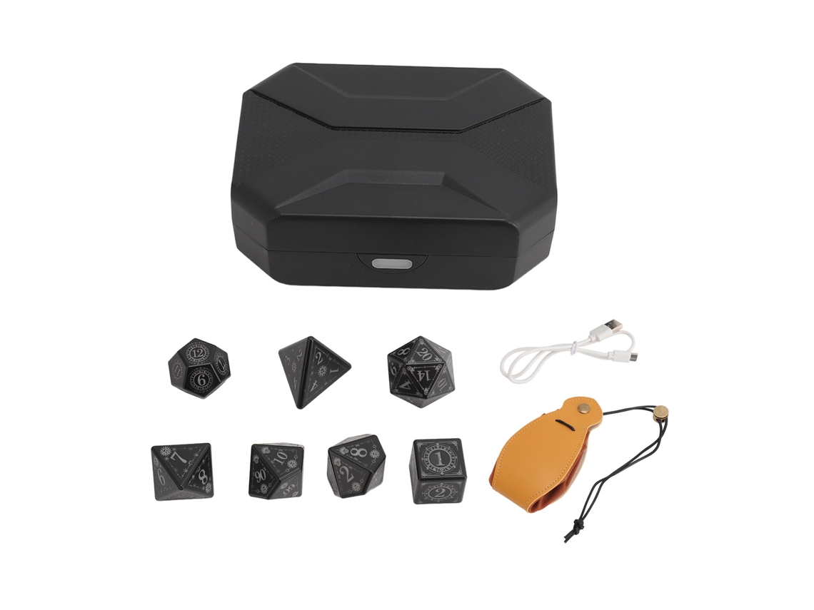 Juego de 7 Dados Led Inalámbricos Recargables com Bolsa para Jogos de Rol | S/MARCA