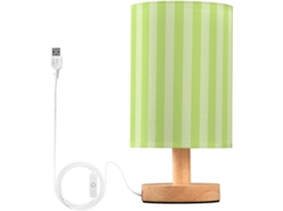 Abajur De Cabeceira Listrado Para Quarto, Abajur De Cabeceira Led, Luminária De Leitura Com Portas Usb E Cúpula Tecido