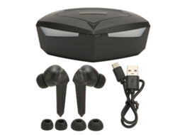 Fone de ouvido Bluetooth para jogos, estéreo, baixa latência, modos duplos, microfone, preto