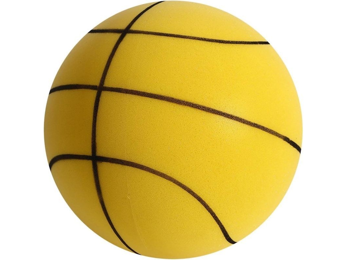 Bola de basquete silenciosa para uso interno, bola de espuma macia e elástica para treinamento, baixo ruído, grande, 21 cm - 5 - Amarela