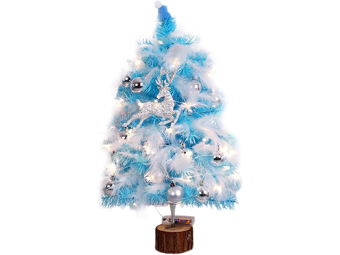 Conjunto de Mini Árvores de Natal Artificiais com LED - 45 cm - Pinheiro de Mesa com Rena de Lantejoulas - Decoração de Mesa