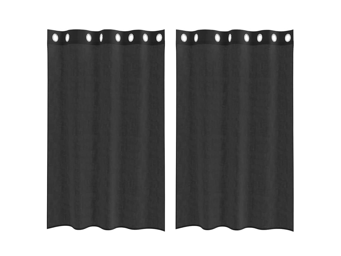 Maison Exclusive - Cortinas De Voile Com Ilhós 2 Pcs Preto 140x175 Cm