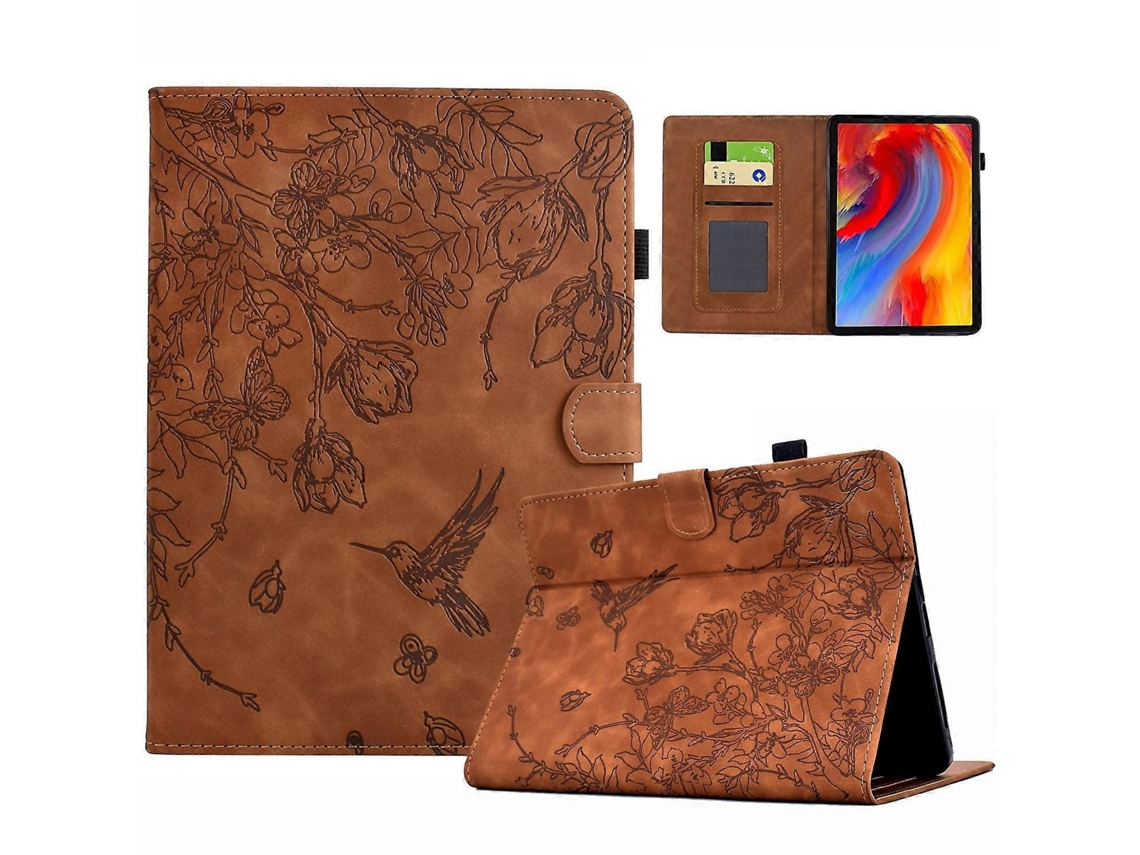 Capa de couro inteligente com estampa de flores e pássaros Webake para tablet