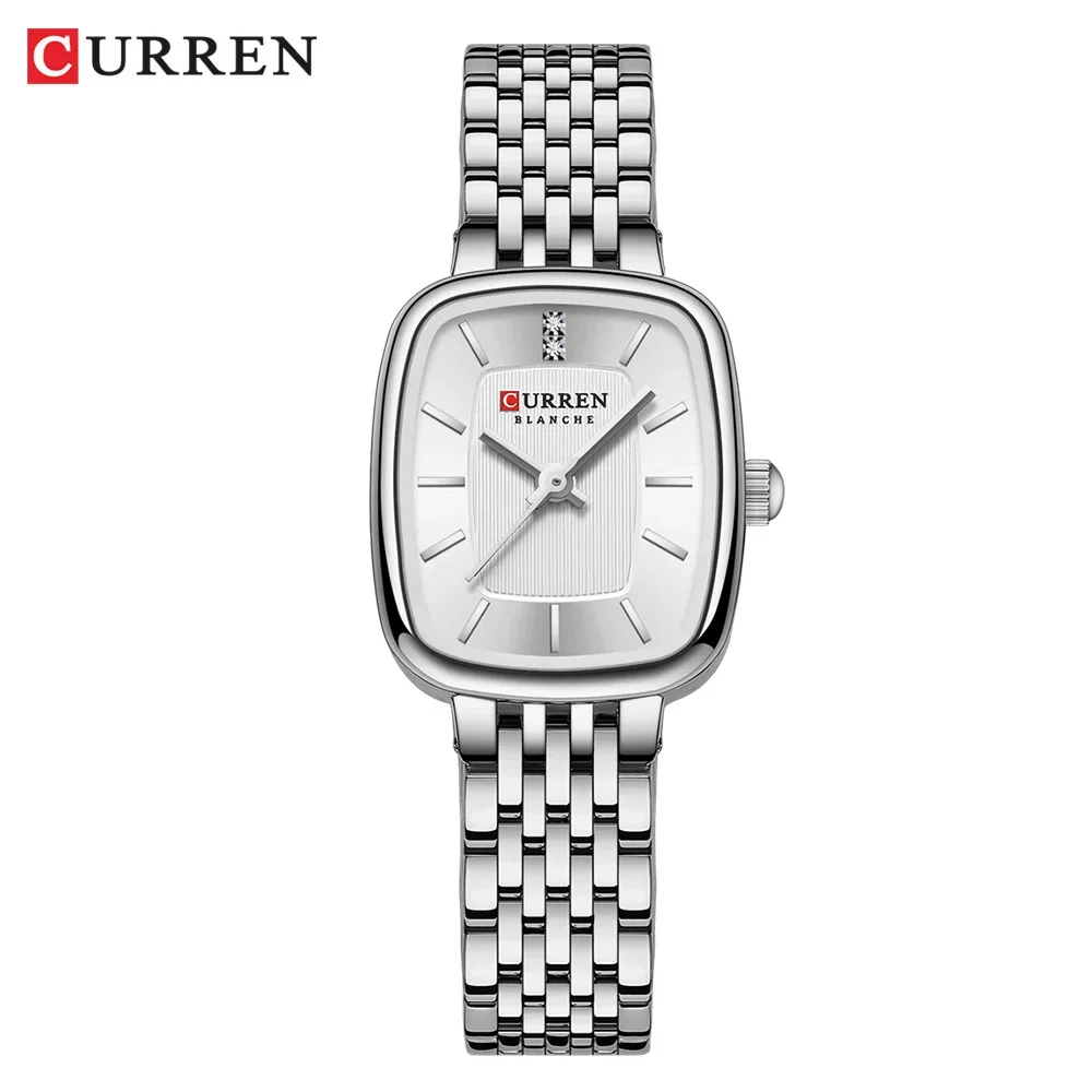 Relógio Feminino (branco Prateado) Com Pulseira De Aço Inoxidável, Resistente À Água.