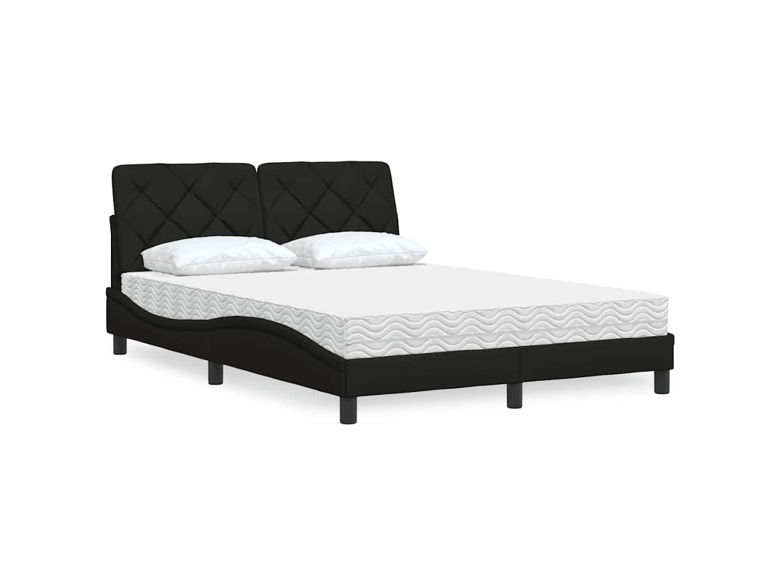 Vidaxl Cama Com Colchão 120x200 Cm Tecido Preto