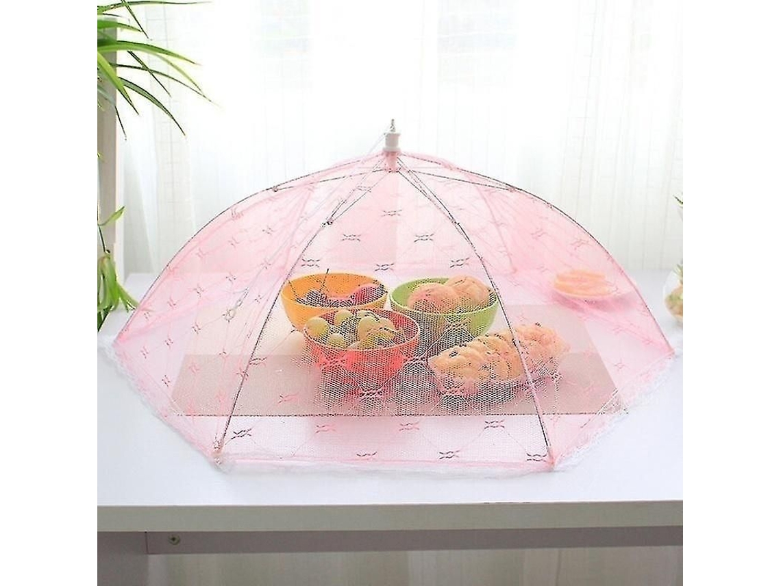 Tapa Para Comida Plegable Estilo Paraguas Anti Mosquitos 35-55cm Encaje Hexagonal Utensilio De Cocina Portátil