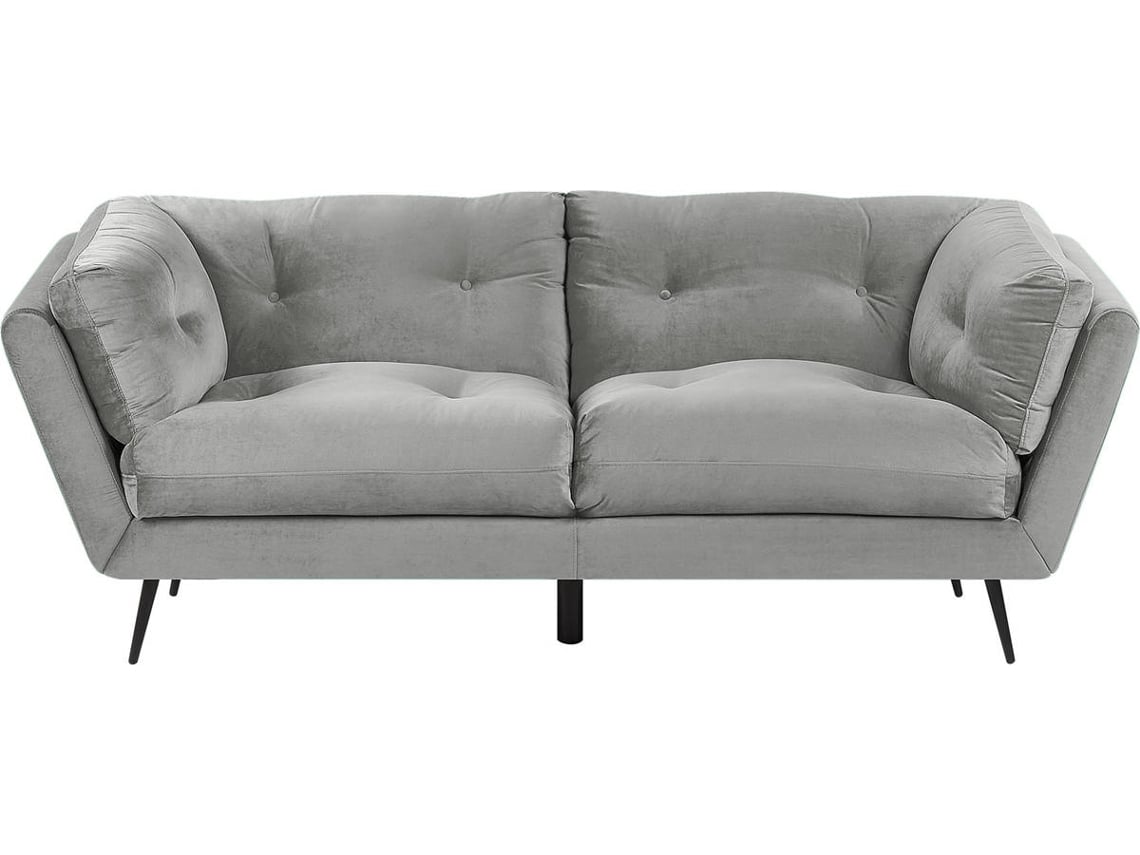 Sofá BELIANI Lenvik (Cinzento Veludo Lugares 3) Worten.pt