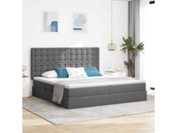 Vidaxl Cama de Armazenamento Led com Colchão Cinzento escuro