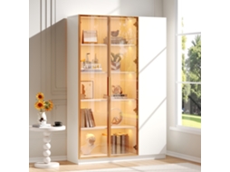Vitrine Em Vidro, 165 Cm De Altura – Vitrine De Três Portas Com Iluminação Led Multicolorida Ajustável, Vitrine Independente Com Vidro De Segurança