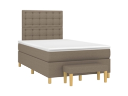 Vidaxl Cama Boxspring C/ Colchão 120x190cm Tecido Castanho-acinzentado