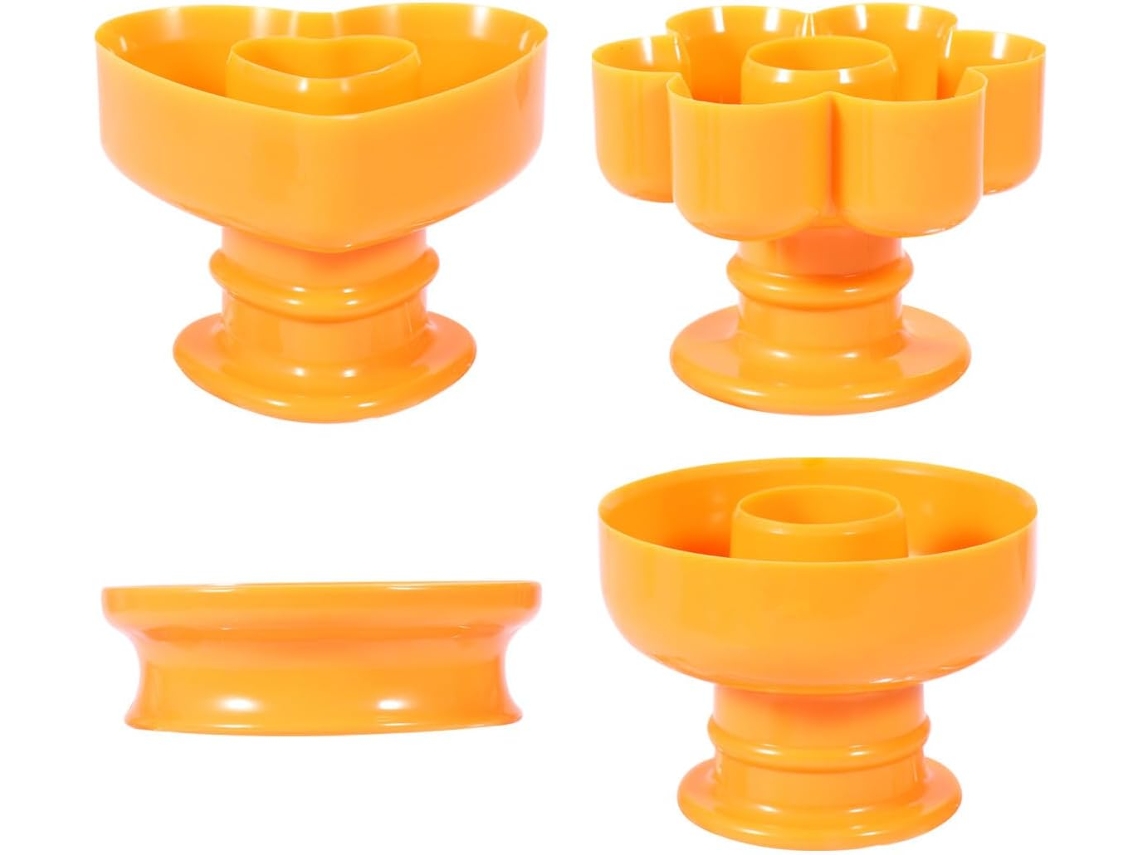 Conjunto De 4 Formas De Plástico Amarelo Para Donuts, Reutilizáveis, Leves E Fáceis De Usar.