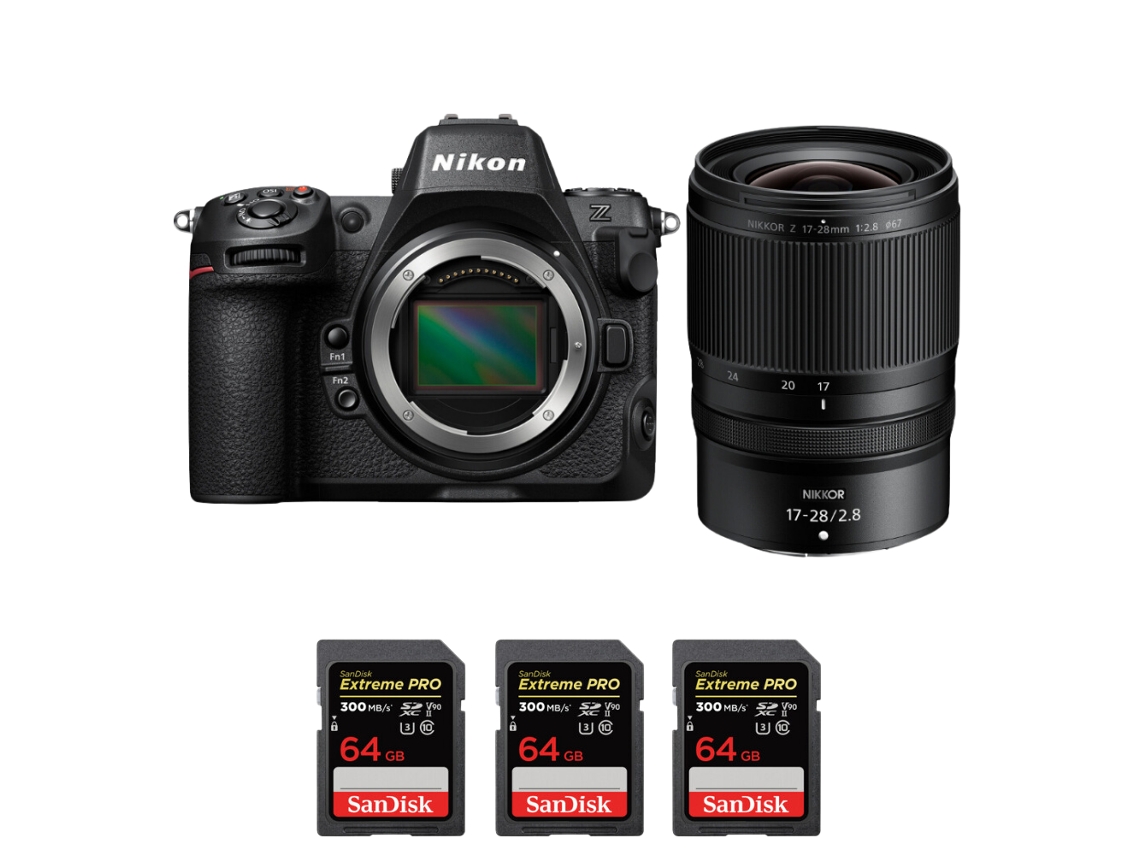 Z8 + Z 17 28mm F/2.8 + 3 Sandisk 64gb Uhs ii 300mb/s Máquina Fotográfica Híbrida Full frame + Ebook “20 Dicas para Fotos Que Impressionam” NIKON