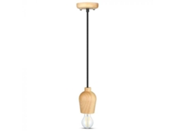 Candeeiro de Teto Pendente E27 Madeira Fio Preto