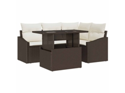 Maison Exclusive - Conjunto De Sofá De Jardim 5 Pcs Marrom E Creme Vime Pe