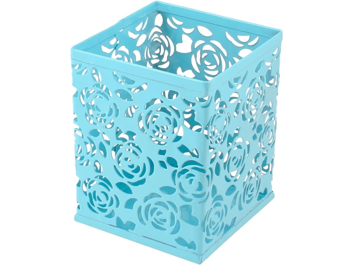Porta-lápis cilíndrico Ruilogod com design Rose Vazada, Cor Maia Azul