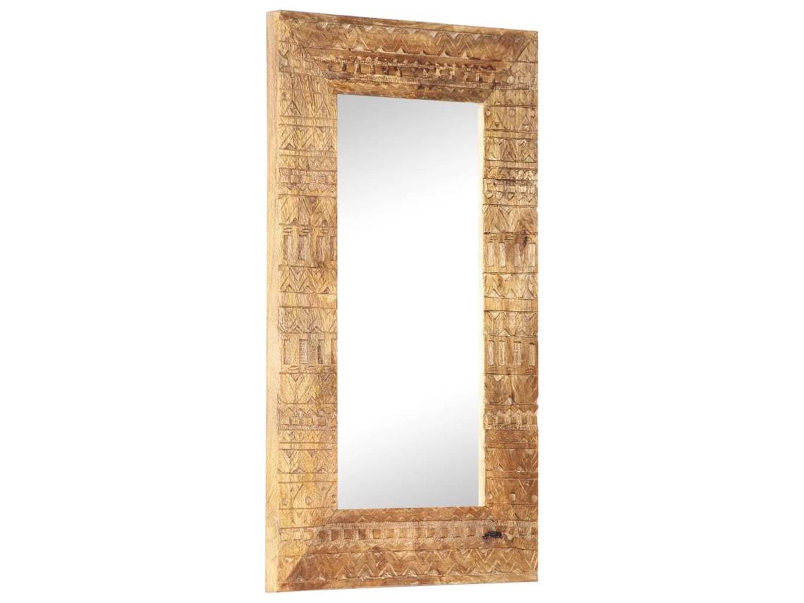 Vidaxl Espelho Esculpido À Mão 80x50x2,5cm Madeira De Mangueira Maciça