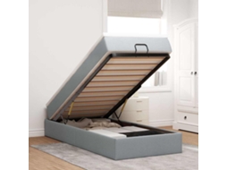 Vidaxl Estrutura Cama Otomana Colchão 90x200 Cm Tecido Cinzento Claro