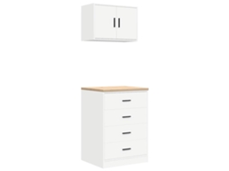Conjunto 2 Armários De Garagem Vidaxl Derivados De Madeira Branco