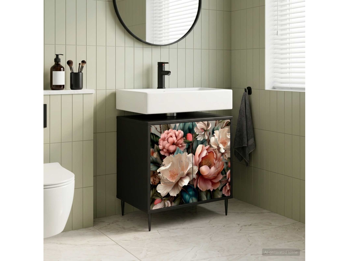 Vidaxl Armário De Banheiro Borne Carvalho Preto 60 X 40 X 61 Cm