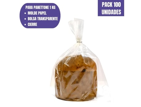 Set Molde De Papel Para Panettone Saco Fecho - 1 Kg (100 Unidades)