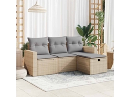 Conjunto de Móveis de Jardim HARLANV1 com 4 peças, sofás com almofadões Vime vidro