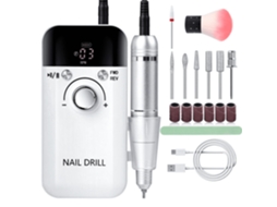 Berbequim Elétrico Portátil De 45.000 Rpm Para Unhas De Cristal E Verniz Gel Branco Siurn
