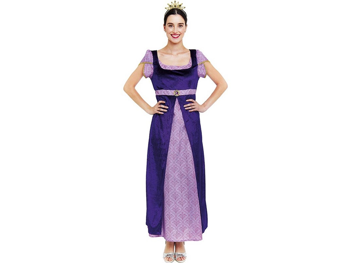 Fato de senhora medieval roxo e lilás para mulher