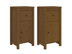 Conjunto de 2 Aparadores Pinho Maciço Castanho Mel MAISON EXCLUSIVE (40x35x80 cm)