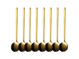 Conjunto de 8 Colheres em Aço Inoxidável Colheres de Sopa com Cabo Longo Dourado RNEMITERY