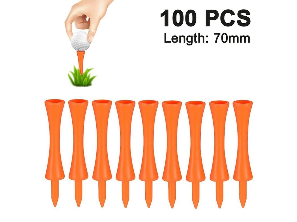 Tee De Golfe Biodegradável Consistent Beveled 100pcs Material Plástico Laranja 70mm