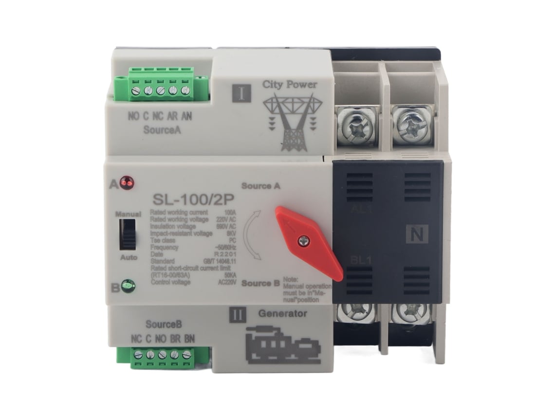 Chave De Transferência Automática 2p 100a Ats Isolamento Pc 220v Ac Ininterrupta